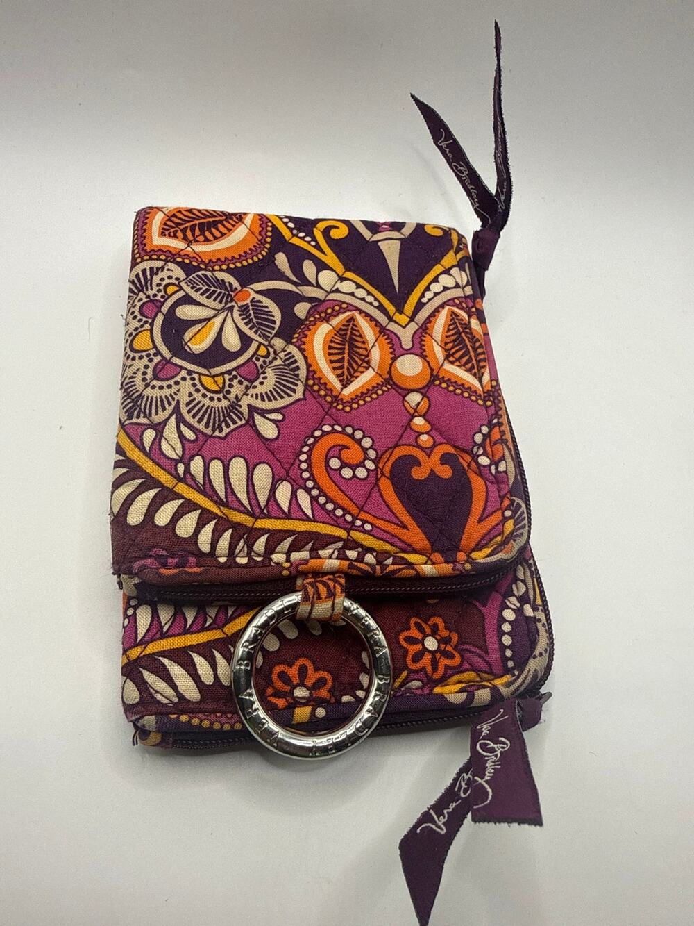 Vera Bradley Double ID Wristlet Wallet Safari Sunset Retired Purple Floral